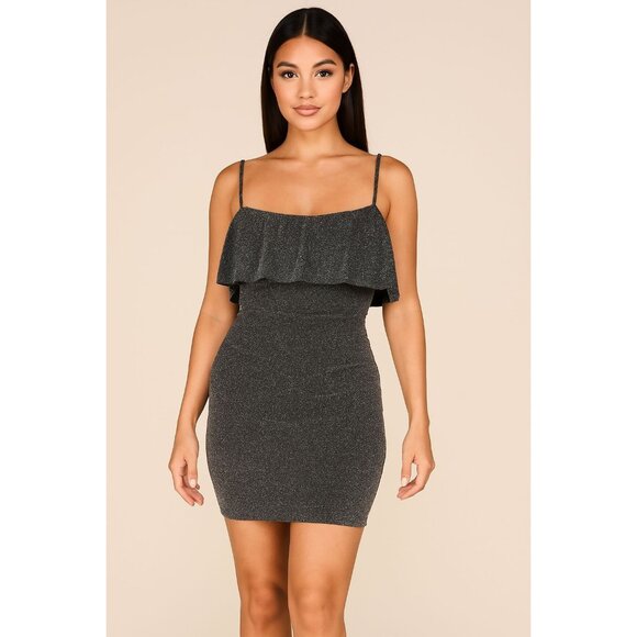 Fashion Nova Sparkly Silver Mini Dress – “Dancing in the Moonlight” – Size L – N - Picture 1 of 8
